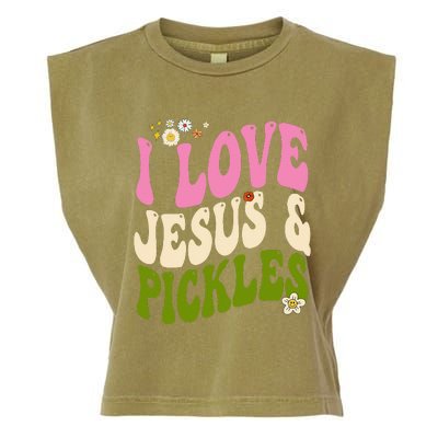 Hippie Groovy I Love Pickles & Jesus Pickle Retro Vegetarian Garment-Dyed Women's Muscle Tee