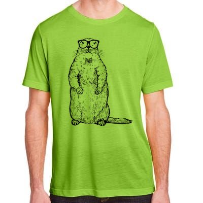 Hipster Groundhog In Nerd Glasses Adult ChromaSoft Performance T-Shirt