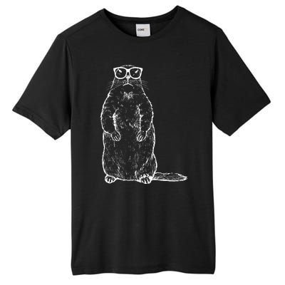 Hipster Groundhog In Nerd Glasses Tall Fusion ChromaSoft Performance T-Shirt