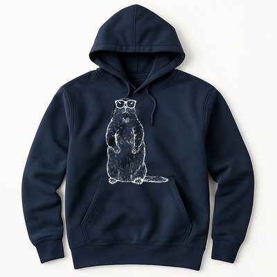 Hipster Groundhog In Nerd Glasses Hoodie