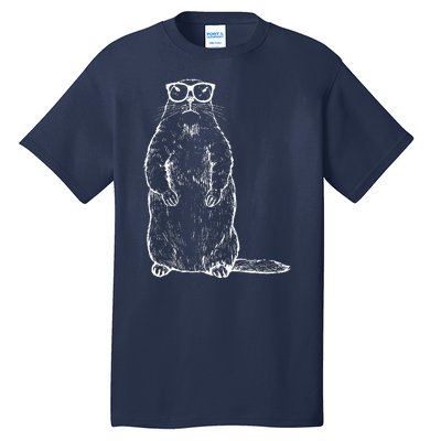 Hipster Groundhog In Nerd Glasses Tall T-Shirt