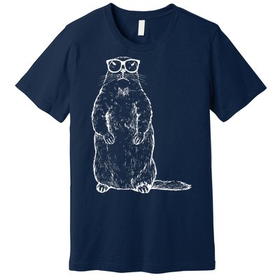 Hipster Groundhog In Nerd Glasses Premium T-Shirt