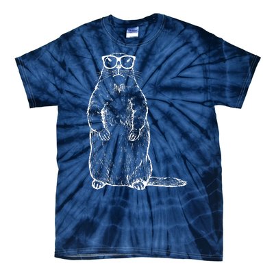 Hipster Groundhog In Nerd Glasses Tie-Dye T-Shirt