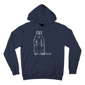 Hipster Groundhog In Nerd Glasses Tall Hoodie