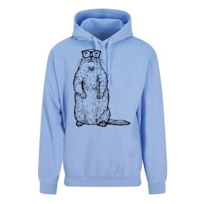 Hipster Groundhog In Nerd Glasses Unisex Surf Hoodie