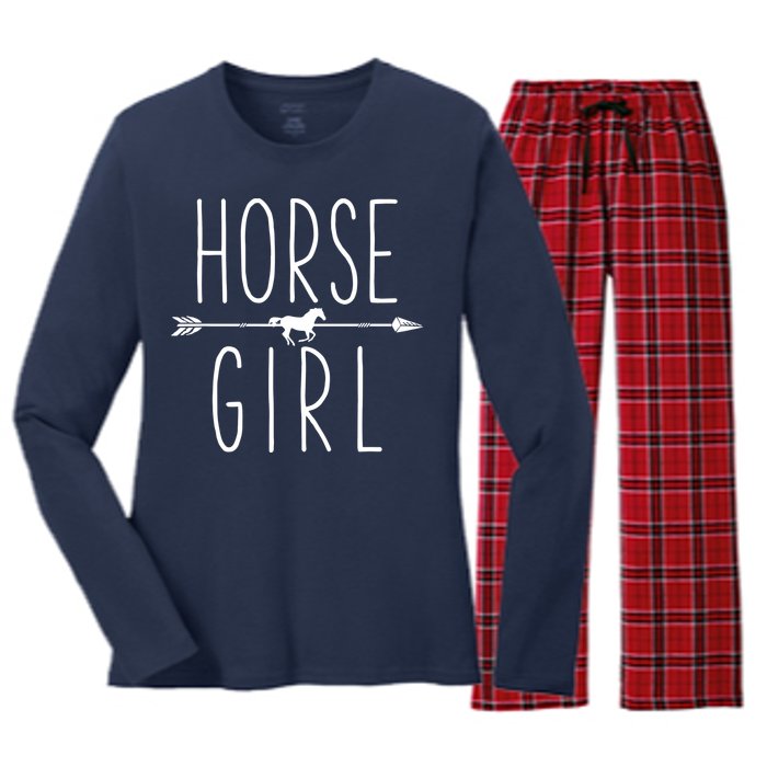 Horse Girl I Love My Horses Equestrian Horseback Riding Women's Long Sleeve Flannel Pajama Set 