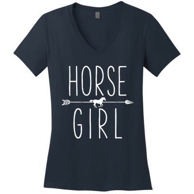 Horse Girl I Love My Horses Equestrian Horseback Riding Women's V-Neck T-Shirt