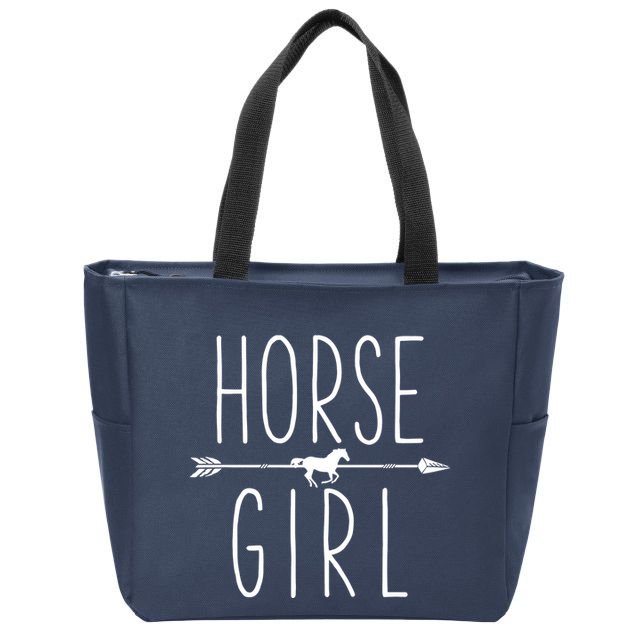 Horse Girl I Love My Horses Equestrian Horseback Riding Zip Tote Bag