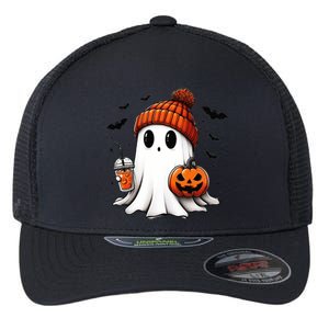 Halloween Ghost Ing Coffee Ghost Ice Coffee Gift Flexfit Unipanel Trucker Cap