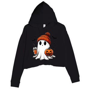 Halloween Ghost Ing Coffee Ghost Ice Coffee Gift Crop Fleece Hoodie