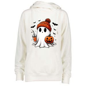 Halloween Ghost Ing Coffee Ghost Ice Coffee Gift Womens Funnel Neck Pullover Hood