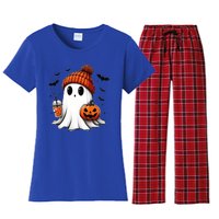 Halloween Ghost Ing Coffee Ghost Ice Coffee Gift Women's Flannel Pajama Set