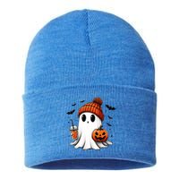 Halloween Ghost Ing Coffee Ghost Ice Coffee Gift Sustainable Knit Beanie