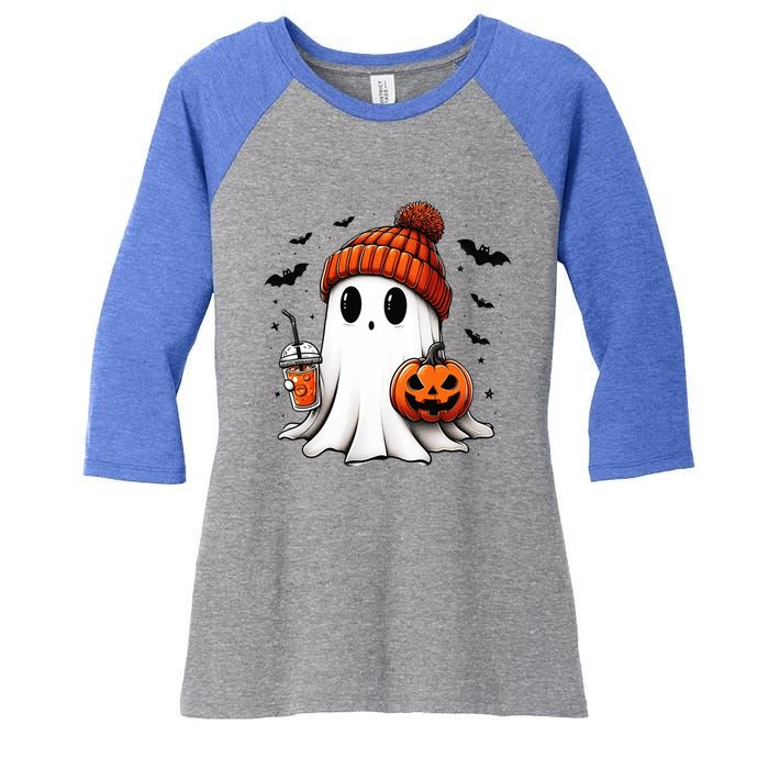 Halloween Ghost Ing Coffee Ghost Ice Coffee Gift Women's Tri-Blend 3/4-Sleeve Raglan Shirt