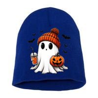 Halloween Ghost Ing Coffee Ghost Ice Coffee Gift Short Acrylic Beanie