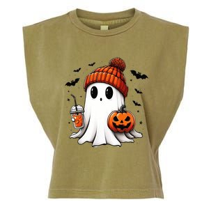 Halloween Ghost Ing Coffee Ghost Ice Coffee Gift Garment-Dyed Women's Muscle Tee