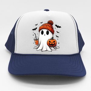 Halloween Ghost Ing Coffee Ghost Ice Coffee Gift Trucker Hat