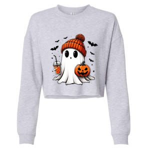 Halloween Ghost Ing Coffee Ghost Ice Coffee Gift Cropped Pullover Crew