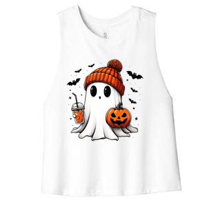 Halloween Ghost Ing Coffee Ghost Ice Coffee Gift Women's Racerback Cropped Tank