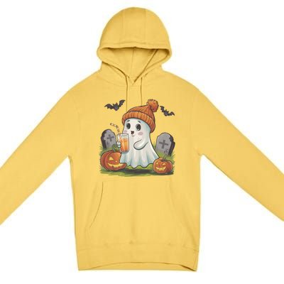 Halloween Ghost Ing Iced Coffee Pumpkin Tombstones Fall Gift Premium Pullover Hoodie