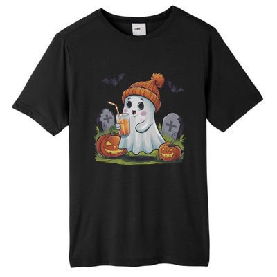 Halloween Ghost Ing Iced Coffee Pumpkin Tombstones Fall Gift Tall Fusion ChromaSoft Performance T-Shirt