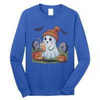 Halloween Ghost Ing Iced Coffee Pumpkin Tombstones Fall Gift Long Sleeve Shirt