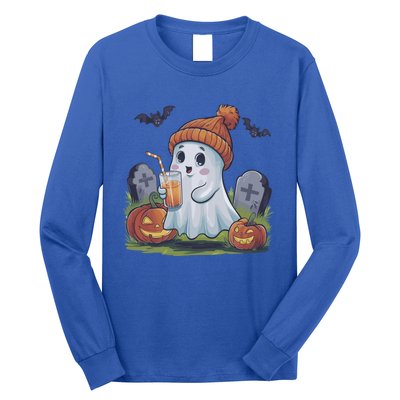 Halloween Ghost Ing Iced Coffee Pumpkin Tombstones Fall Gift Long Sleeve Shirt