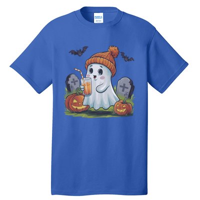 Halloween Ghost Ing Iced Coffee Pumpkin Tombstones Fall Gift Tall T-Shirt