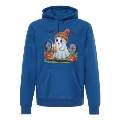 Halloween Ghost Ing Iced Coffee Pumpkin Tombstones Fall Gift Premium Hoodie