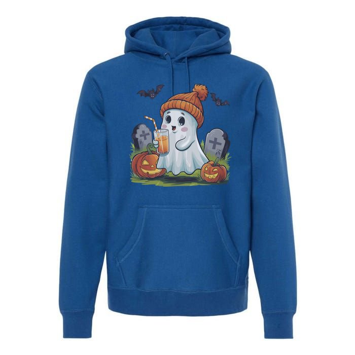 Halloween Ghost Ing Iced Coffee Pumpkin Tombstones Fall Gift Premium Hoodie