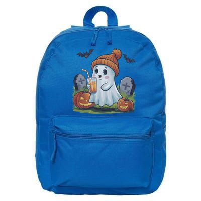 Halloween Ghost Ing Iced Coffee Pumpkin Tombstones Fall Gift 16 in Basic Backpack