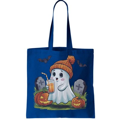 Halloween Ghost Ing Iced Coffee Pumpkin Tombstones Fall Gift Tote Bag