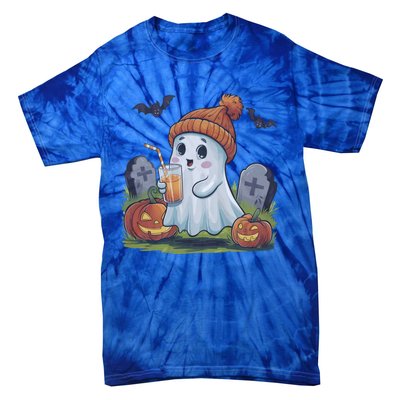 Halloween Ghost Ing Iced Coffee Pumpkin Tombstones Fall Gift Tie-Dye T-Shirt