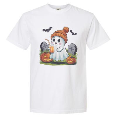 Halloween Ghost Ing Iced Coffee Pumpkin Tombstones Fall Gift Garment-Dyed Heavyweight T-Shirt