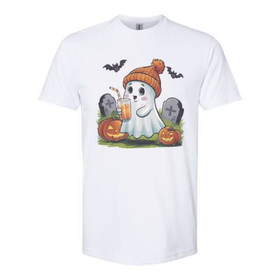 Halloween Ghost Ing Iced Coffee Pumpkin Tombstones Fall Gift Softstyle CVC T-Shirt