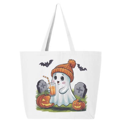 Halloween Ghost Ing Iced Coffee Pumpkin Tombstones Fall Gift 25L Jumbo Tote