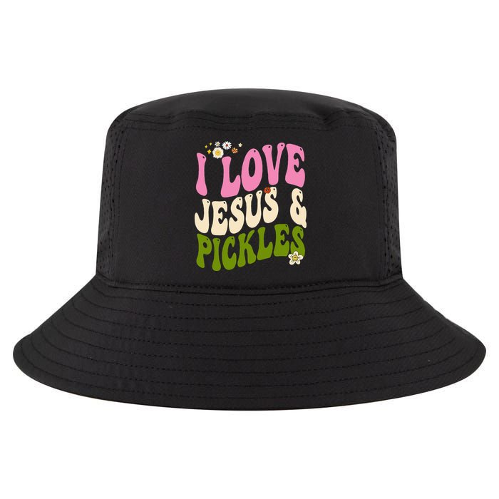Hippie Groovy I Love Pickles & Jesus Pickle Retro Vegetarian Cool Comfort Performance Bucket Hat