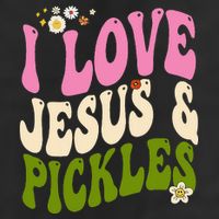 Hippie Groovy I Love Pickles & Jesus Pickle Retro Vegetarian 7 Panel Mesh Trucker Snapback Hat