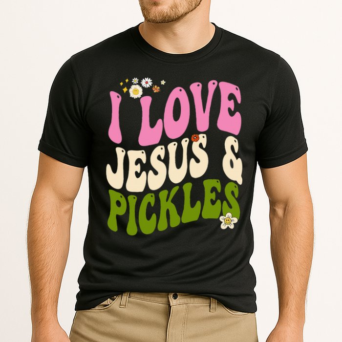 Hippie Groovy I Love Pickles & Jesus Pickle Retro Vegetarian Cooling Performance Crew T-Shirt