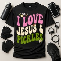 Hippie Groovy I Love Pickles & Jesus Pickle Retro Vegetarian Cooling Performance Crew T-Shirt