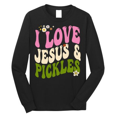Hippie Groovy I Love Pickles & Jesus Pickle Retro Vegetarian Long Sleeve Shirt