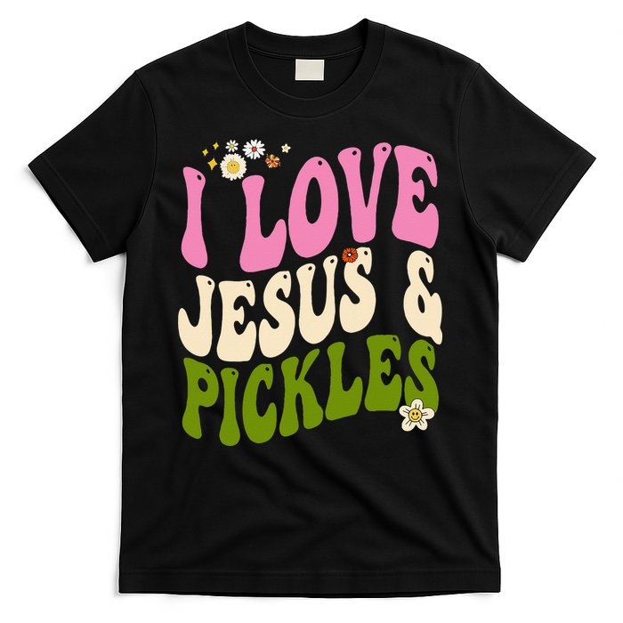 Hippie Groovy I Love Pickles & Jesus Pickle Retro Vegetarian T-Shirt