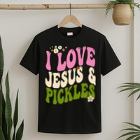 Hippie Groovy I Love Pickles & Jesus Pickle Retro Vegetarian T-Shirt