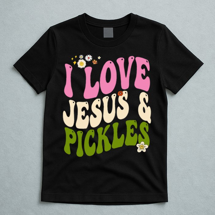 Hippie Groovy I Love Pickles & Jesus Pickle Retro Vegetarian T-Shirt