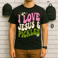 Hippie Groovy I Love Pickles & Jesus Pickle Retro Vegetarian T-Shirt