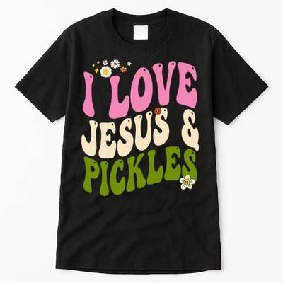 Hippie Groovy I Love Pickles & Jesus Pickle Retro Vegetarian Tall T-Shirt