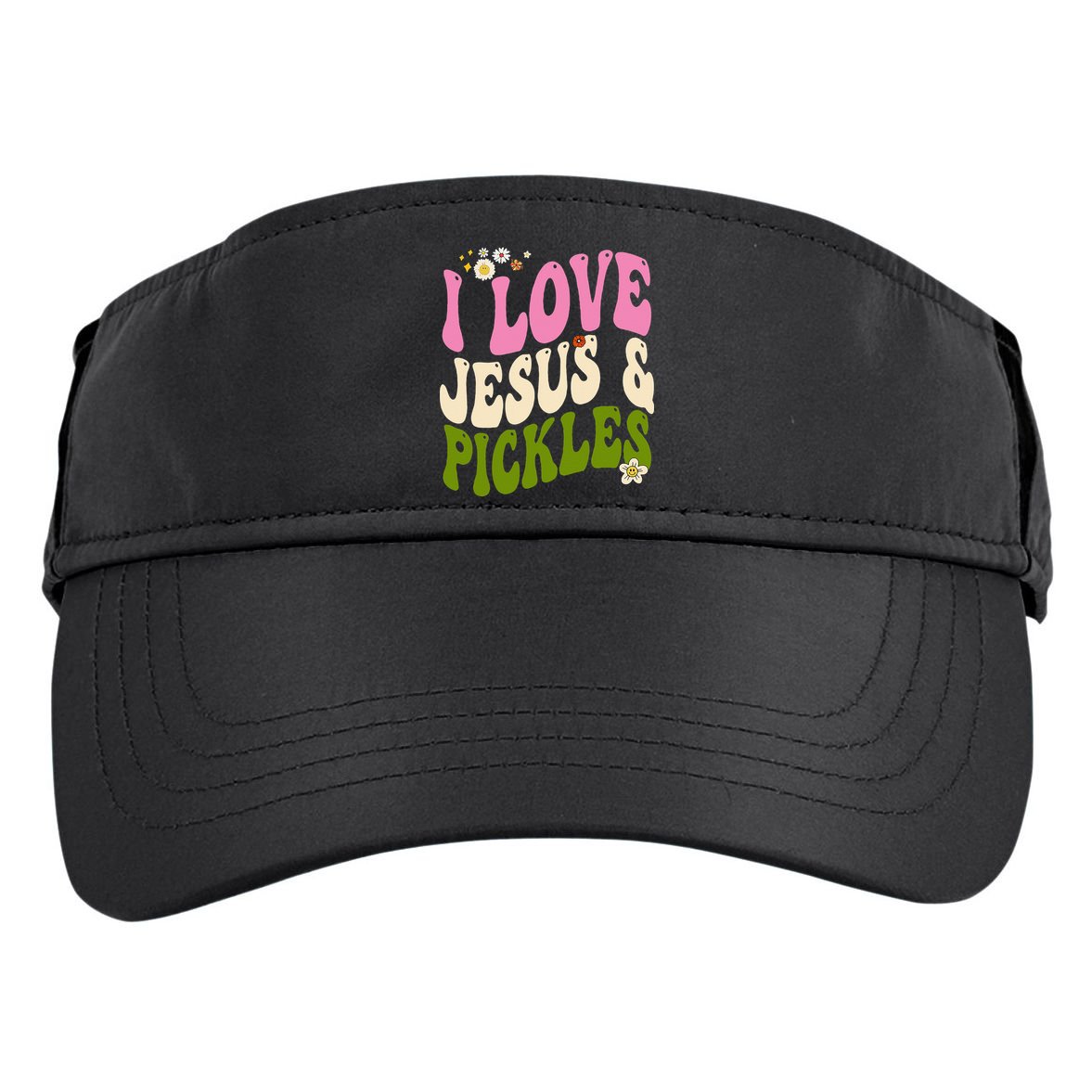 Hippie Groovy I Love Pickles & Jesus Pickle Retro Vegetarian Adult Drive Performance Visor