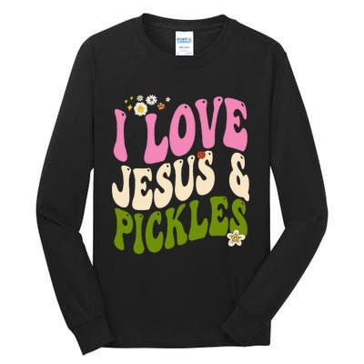 Hippie Groovy I Love Pickles & Jesus Pickle Retro Vegetarian Tall Long Sleeve T-Shirt