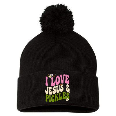 Hippie Groovy I Love Pickles & Jesus Pickle Retro Vegetarian Pom Pom 12in Knit Beanie