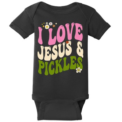 Hippie Groovy I Love Pickles & Jesus Pickle Retro Vegetarian Baby Bodysuit